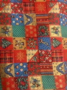VTG Christmas Cheater Quilt Red Green Gold Patchwork Joan Kessler 4 Concord BTFQ - Picture 1 of 7
