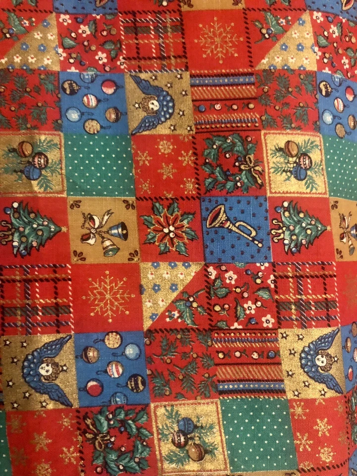 VTG Christmas Cheater Quilt Red Green Gold Patchwork Joan Kessler 4 Concord BTFQ - Image 1 of 4