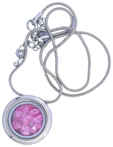 Silver Color Eight 6.5mm Round Pink Lab CZ Shaker Pendant 18" Snake Chain EPPC82 - Picture 1 of 1