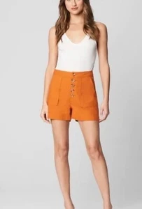 NWT BlankNYC Sz 24 Linen Blend Firecracker Shorts In Burnt Orange ~ Button Fly - Picture 1 of 5