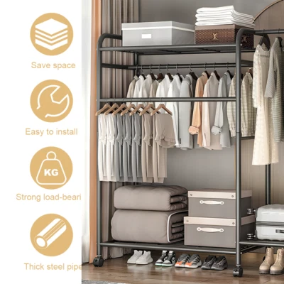 Kleiderständer auf Rollen Kleiderstange Verstellbar Garderobenständer bis 160 kg - Bild 1 von 4