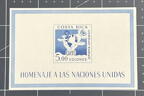 Costa Rica Airmail Stamp, 1961, sc#C329 Souvenir Sheet, Mint, NH, OG, VF/XF Cover