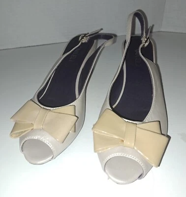 VanEli Wendie Beige Cuero Lazo Peep Toe Eslinga Cuña Trasera Para Mujer 8M Foto 1 de 4
