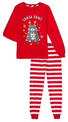 Novo com etiquetas Pijama Infantil Natal Gato Gatinho Rena Menino 4 5 6 7 8 Vermelho  - Imagem 1 de 4