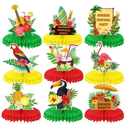 	 9 St Hawaii Luau Bienenwaben Tischaufsätze 3D Flamingo Tischdekorationen Wa... - Bild 1 von 4
