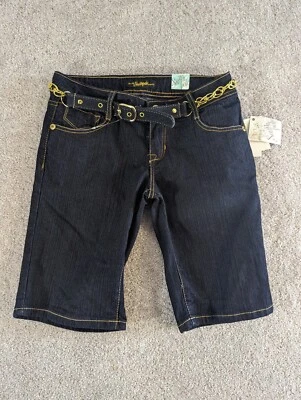 Pantalones cortos de mezclilla elásticos azules lavados oscuros Southpole bordados talla 7  Foto 1 de 4