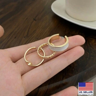 Fashion Women Girl Jewelry Open Ring Hollow Glazed Rotation Style Value Set 0606 - Image 1 of 4
