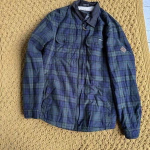 Eddie Bauer Flannel Shirt Jacket Shacket Men L Plaid Shearling Fleece Work Chore - Picture 1 of 5