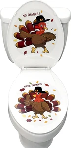 2 Stck. Thanksgiving Türkei Toilettensitz Aufkleber Cling Badezimmer Dekoration Set - Bild 1 von 11