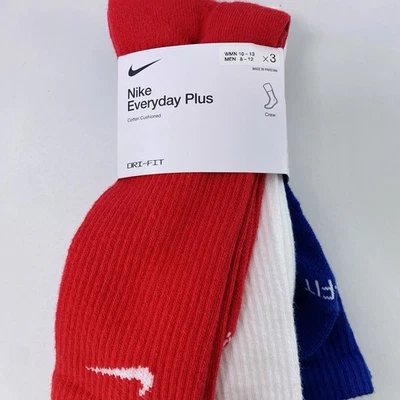 Calcetines Nike Everyday Plus Dri-FIT 3 pares rojo blanco azul tallas grandes 8-13 Foto 1 de 4