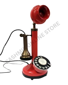 Vintage Red Candlestick Telephone – Retro Rotary Dial Working Classic Phone . - Picture 1 of 13
