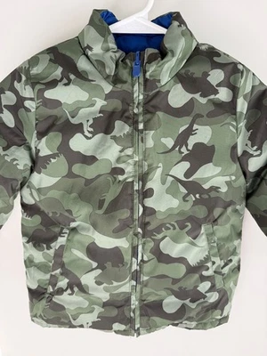 GAP Kids Size 5 Reversible Puffer Jacket Blue and Green Camouflage - Image 1 of 4