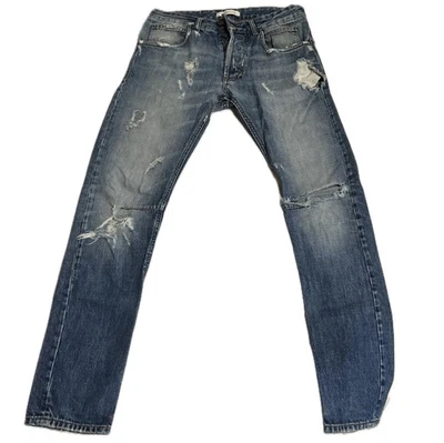 Pierre Balmain Vintage Distressed Ripped Slim Blue Denim Jeans Size Waist 32 - Image 1 of 4