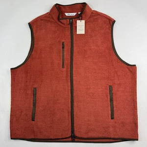 Peter Millar Crown Men's XXL Burnt Orange Golf Micro Shearling Fleece Vest NWT - Picture 1 of 11
