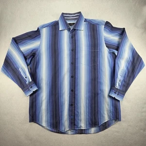 Bugatchi Uomo Herren XL Oberhemd Blau Mehrfarbig Streifen Langarm Knopfleiste - Bild 1 von 11