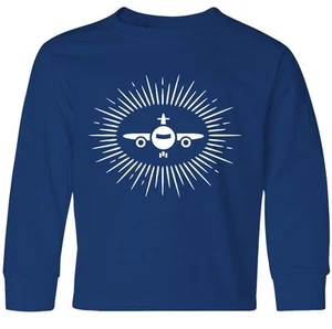 Inktastic Airplane Future Pilot Youth Long Sleeve T-Shirt Plane Flying Outfit - Picture 1 of 5