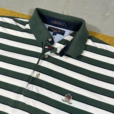 Polo de golf Tommy Hilfiger vintage años 00 a rayas grande para hombre y2k Foto 1 de 4
