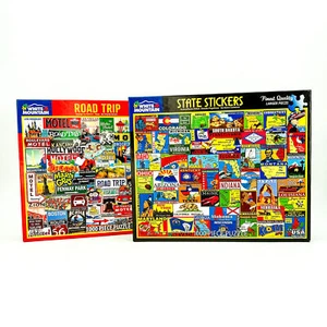 White Mountain 1000 PC Jigsaw Collage Puzzle Lot of 2 ROAD TRIP & STATE STICKERS - Picture 1 of 4