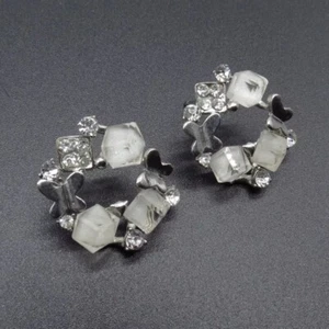 Butterfly Ice Cube Lucite Earrings Silver Tone Cute Whimsical - Picture 1 of 13