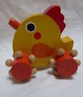 Wooden Yellow Painted Chick Rolling Wheels 3 X 3"