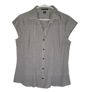 H&M Blue Stripe Sleeveless Button Up Blouse Size US 14 Business Wear - Picture 1 of 10