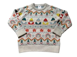 Hanna Andersson Boys Ivory Rainbow Gnomes Holiday Pullover Sweater Size 5 - Picture 1 of 3