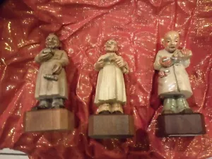 (3) Vintage Hand Carved Wood Figurine Anri Toriart - Picture 1 of 8