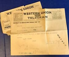 Western Union Telegram 1917 Nashville TN Death Notification Body Bowie TX