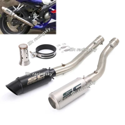 Silenciador negro sistema de escape deslizable tubo de enlace medio para Honda CBR600F4i 2001-2007 Foto 1 de 4