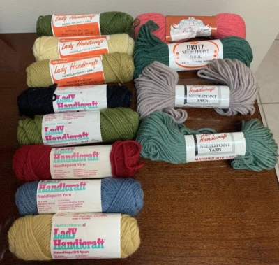 Lot of 12 Vintage Dritz Hiawatha Lady Handicraft Tapestry Needlepoint Wool Yarn - Image 1 of 4