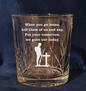Kohima Epitaph / lest we forget / remembrance / poppy - Engraved glass - Imagen 1 de 4