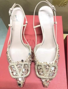 VALENTINO VLogo Signature Slingback Pump 3D Embroidery 80mm -BNWT- RRP$ 3,050AUD - Picture 1 of 10