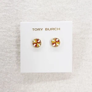 Aretes circulares esmaltados Tory Burch Kira esmalte/postes de titanio/oro Tory OS - Imagen 1 de 12