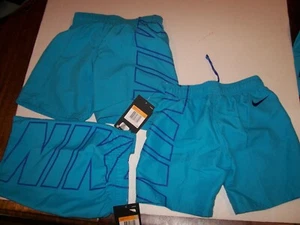 Nike turquoise blue boys swim swimsuit trunks shorts elastic waist drawstring 5 - Picture 1 of 1