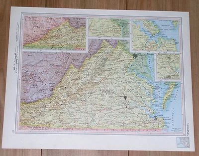 Mapa original vintage de Virginia Norfolk 1951/verso Washington Seattle  Foto 1 de 3