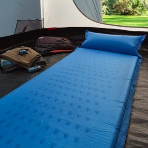 Air Bed Self Inflating Mattress Sleeping Mat Camp Camping Hiking Joinable Blue - Picture 1 of 10