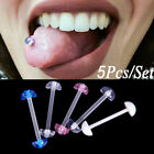 5Pcs/Set Mixed Acrylic Ball Barbell Soft Bar Tongue Ring Studs Body Piercing  Sp
