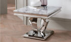 Grey Marble Top Lamp / End Table W60cm x D60cm x H55cm ARTISAN