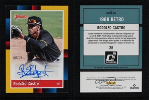 2022 Panini Donruss Retro 1988 Signatures Gold /25 Rodolfo Castro Rookie Auto RC