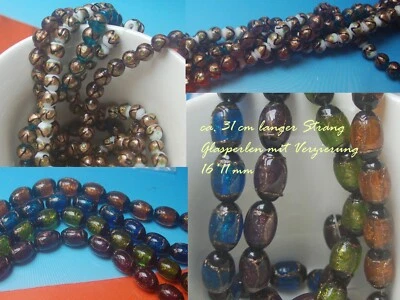 32-40cm Strang Folienperle Lampenperle  Schmuckperlen Glasperle  Folienperle - Bild 1 von 3