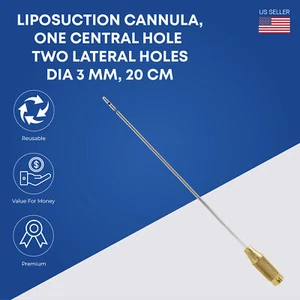 Cánulas de liposucción 1 centro y 2 orificios laterales 3 mm de diámetro grado alemán - Imagen 1 de 2