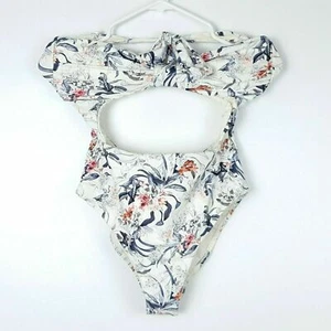 New Rachel Roy Womens Small One Piece Floral Cut Out Swimsuit  - Picture 1 of 3