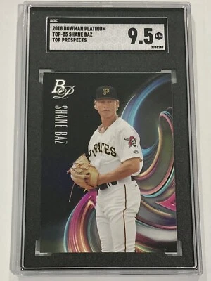 2018 Bowman Platinum #85 Shane Baz RC Top Prospects SGC 9.5 Mint+ - Image 1 of 2