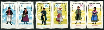 GERMANY DDR OLD STAMPS 1964 - Folk Costumes - UNUSED - Image 1 of 2