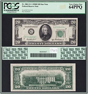 1950B Star $20 Federal Reserve Note Chicago PCGS 64 PPQ Choice Unc Currency FRN - Picture 1 of 7