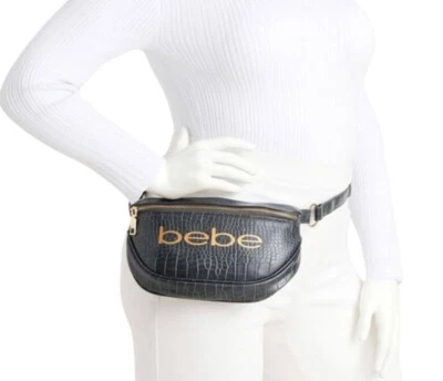 Bebe Grey Josephine Croco Convertible Sling Belt Bag Crossbody Purse Bag NWT NEW - Image 1 of 4