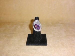 Vintage 1990's Purple & Clear Large Paisley Shaped Cocktail Ring - Size 7 1/2 - Picture 1 of 7