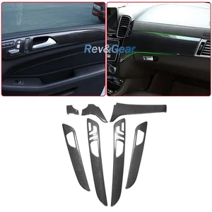 7* Real Carbon Interior Trim Set Dashboard Door Panel Cover Kit for Benz GLE GLS - Picture 1 of 11