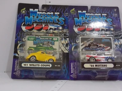 Muscle Machines ’41 Willys Coupe & ’66 Mustang Die-Cast Cars 1:64 Scale | Used - Image 1 of 2