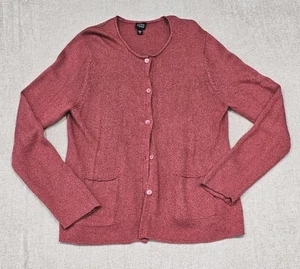Nuevo sin etiquetas Cárdigan Suéter Tejido Coral Eileen Fisher XL Seda/Lino Lujo Lagenlook - Imagen 1 de 7